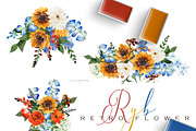 Watercolor flower - Retro flower RYB, an Illustration by Beigetime (Thumbnail 3 of 10)