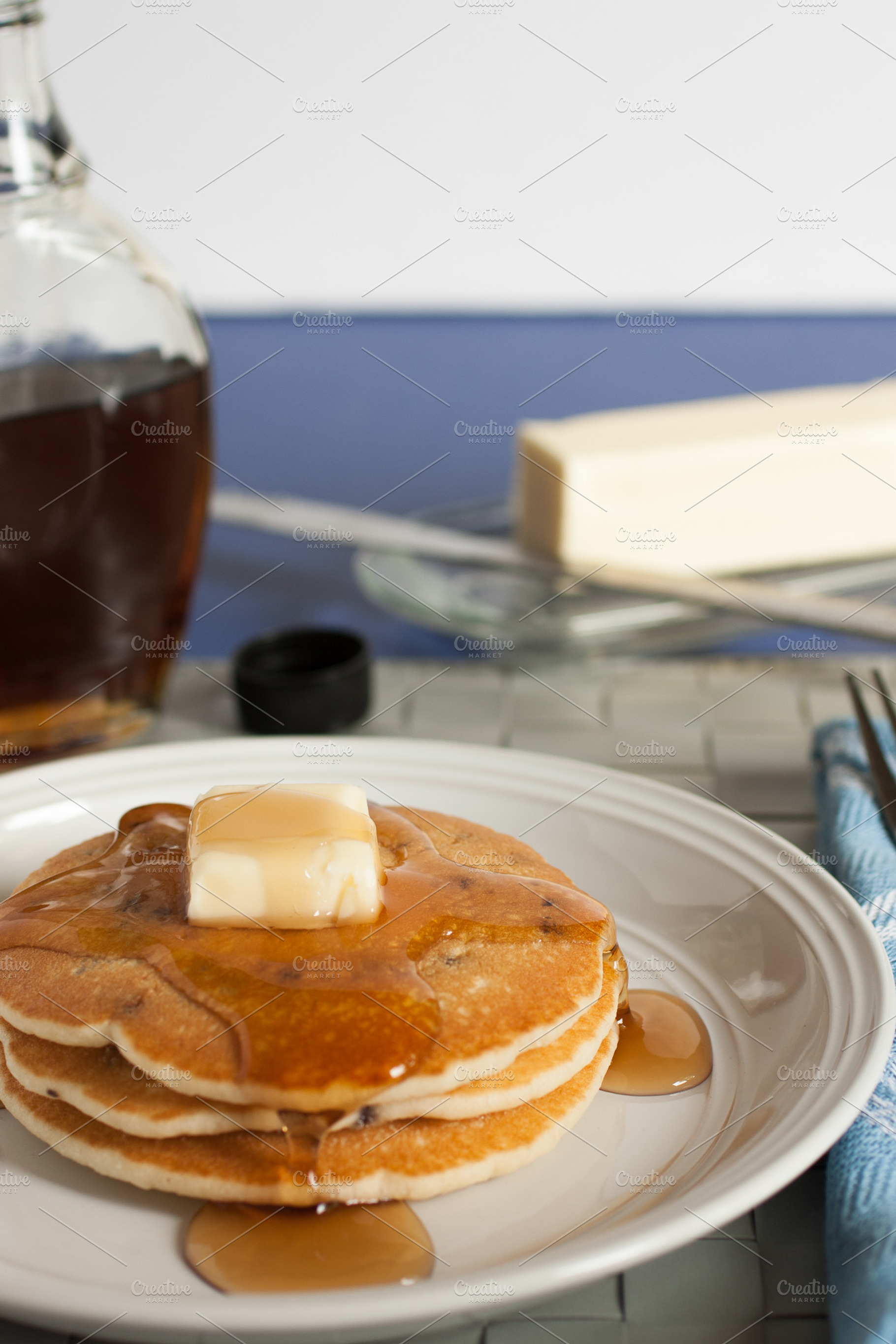 Pancake breakfast stock photo containing breakfast and coffee, a Food & Drink Photo by Southern Light