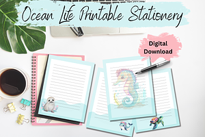 Ocean Creatures Stationery Printable