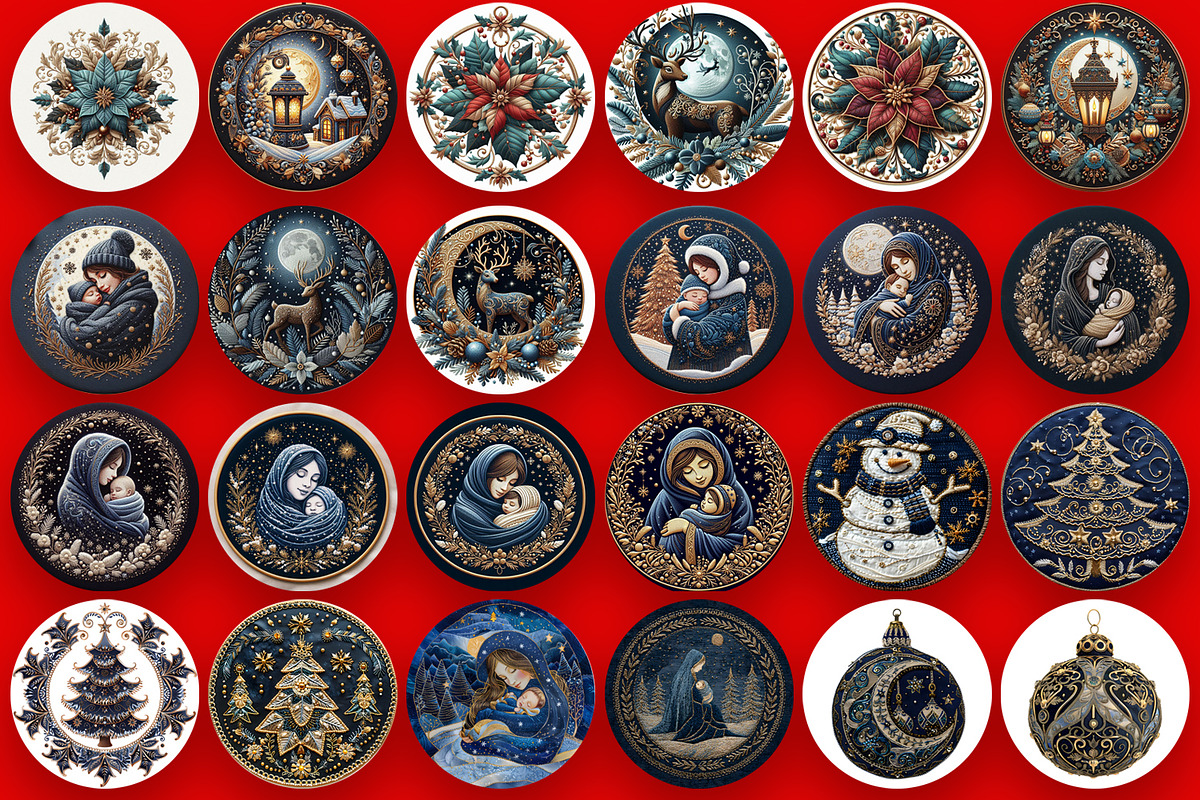 Christmas patchwork ornament  Bundle, a Seasonal Illustration by ElenazlataArt (Photo 3 of 7)