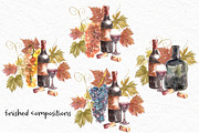 Wine and grapes set illustrations, a Food Illustration by Ann Astro (Thumbnail 4 of 9)