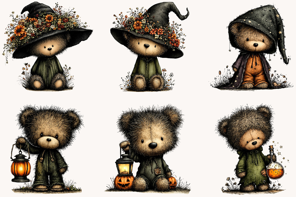 Whimsical Halloween Teddy Bear, a Seasonal Illustration by Designworld (Photo 3 of 7)