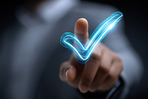 Creating a digital checkmark with a glowing effect in a professional setting, a Business Photo by AlyaAnd
