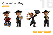 Graduation Boy 3D Illustration, an Education Illustration by Eklip Studio (Thumbnail 1 of 3)