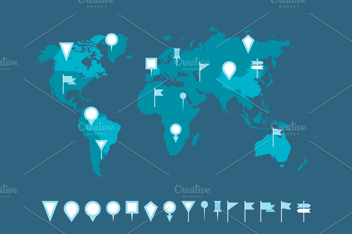 Map markers, an Illustration by Maxim_Basinski