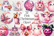 Pink Halloween Clipart, an Illustration by DreamPrint404 (Thumbnail 1 of 5)