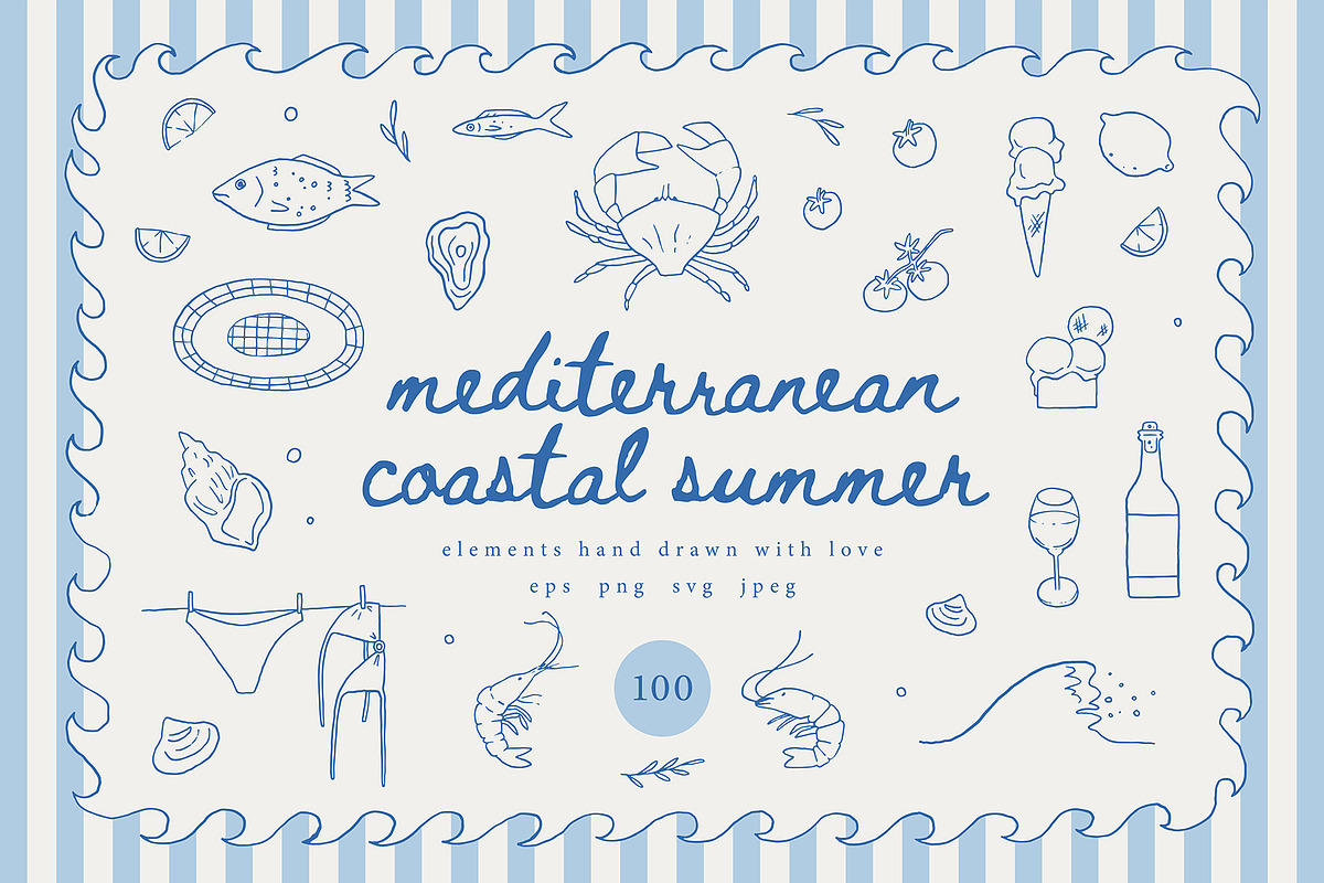 Mediterranean Coastal Summer clipart, a Seasonal Illustration by Cute Atelier (Photo 1 of 12)
