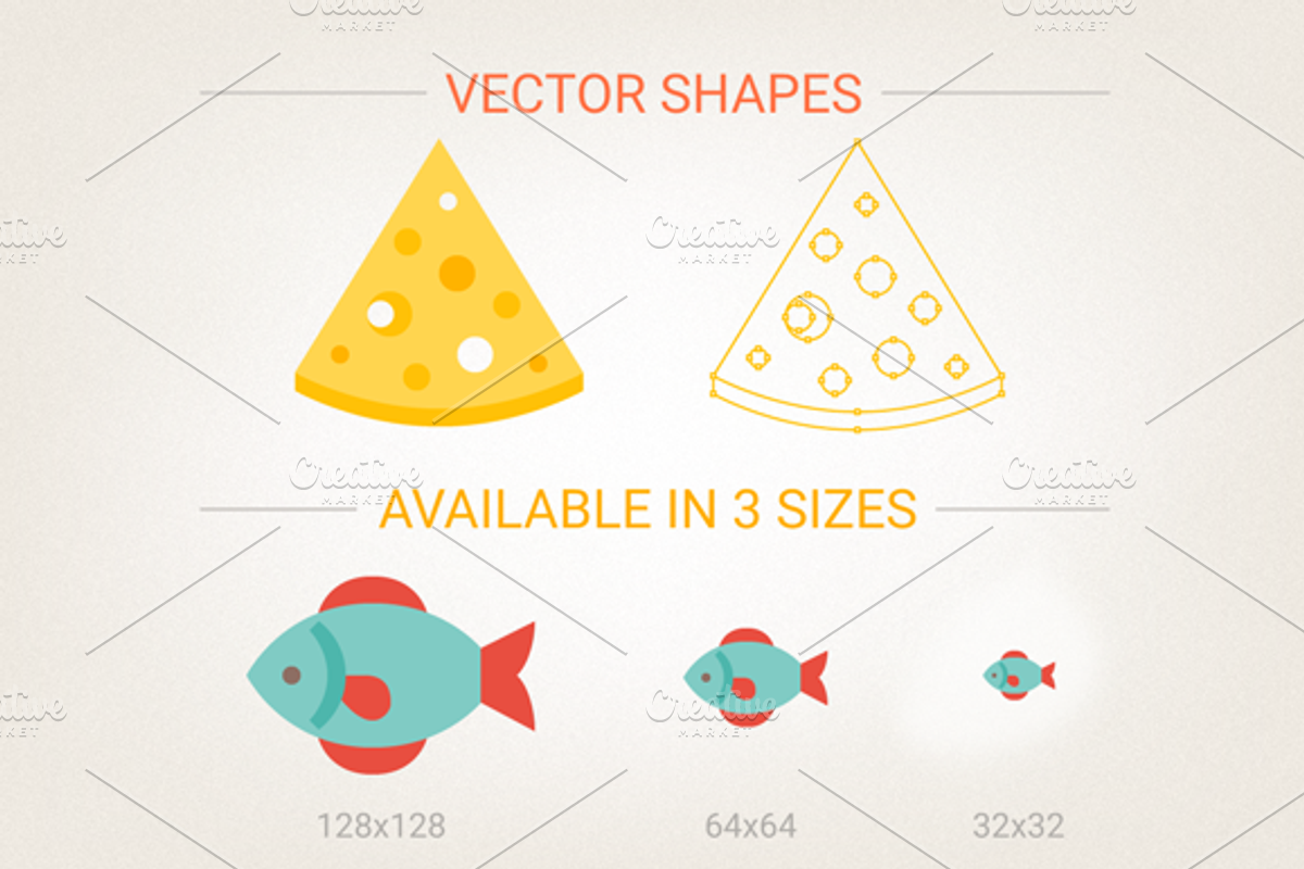 Flat food icons preview 2
