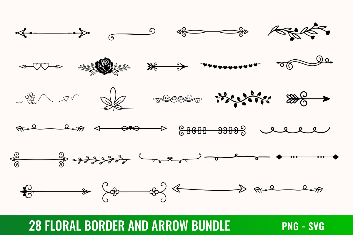 Floral Border And Arrow Bundle SVG, a Decorative Illustration by BoudaTemplate