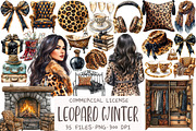Watercolor Leopard Winter Clipart, an Illustration by OK Design (Thumbnail 1 of 5)