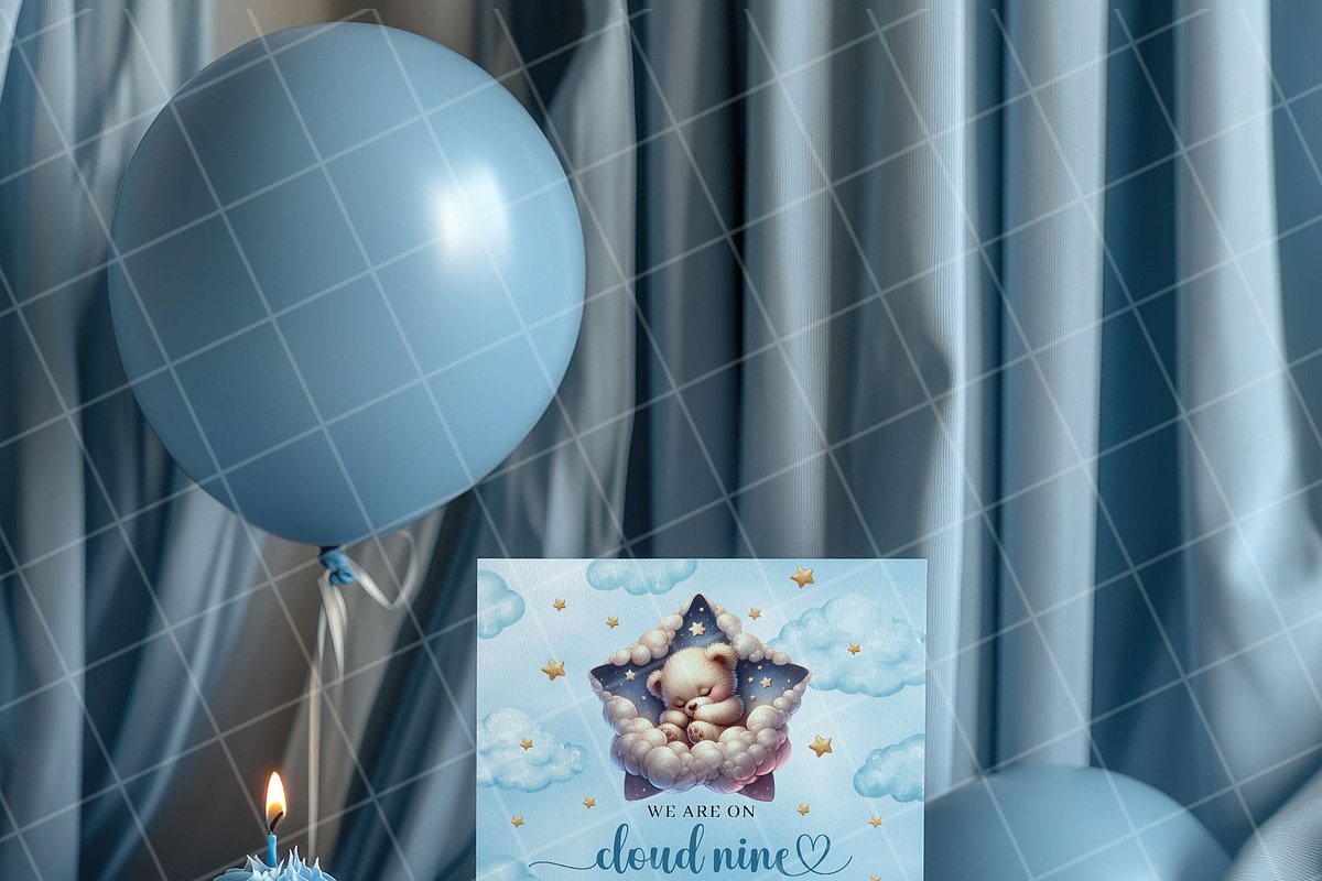 Boy birthday invitation card mockup, an Advertising Mockup by Blush Roses Print (Photo 2 of 8)