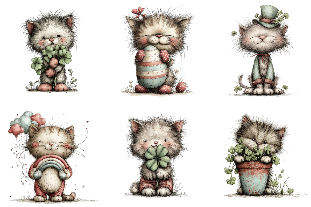 St Patrick Day Cats Clipart, an Illustration by designcity5 (Photo 2 of 5)