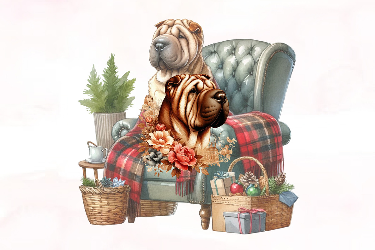 Shar-Pei Dog Watercolor Clipart, an Illustration by Designking (Photo 4 of 4)