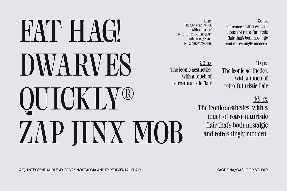 Kagrona - Y2K Experimental Serif, a Serif Font by Casloop Studio (Photo 3 of 9)