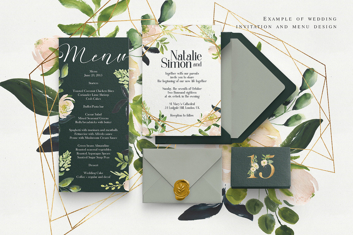 Magdalena watercolor floral set, a Texture Illustration by Charushella (Photo 5 of 8)