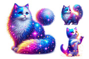 cute neon christmas cats clipart, an Object Graphic by Pixxel_Studio (Thumbnail 1 of 6)
