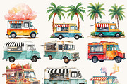 Watercolor Food Truck Clipart Bundle, a Transportation Illustration by Design Scotch (Thumbnail 2 of 9)