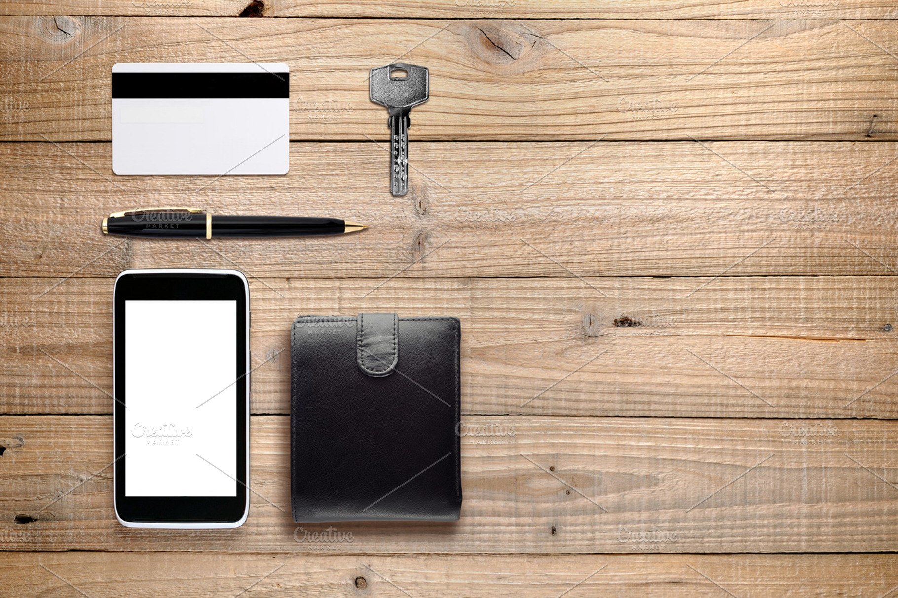 Everyday accessories and objects stock photo containing smartphone and phone