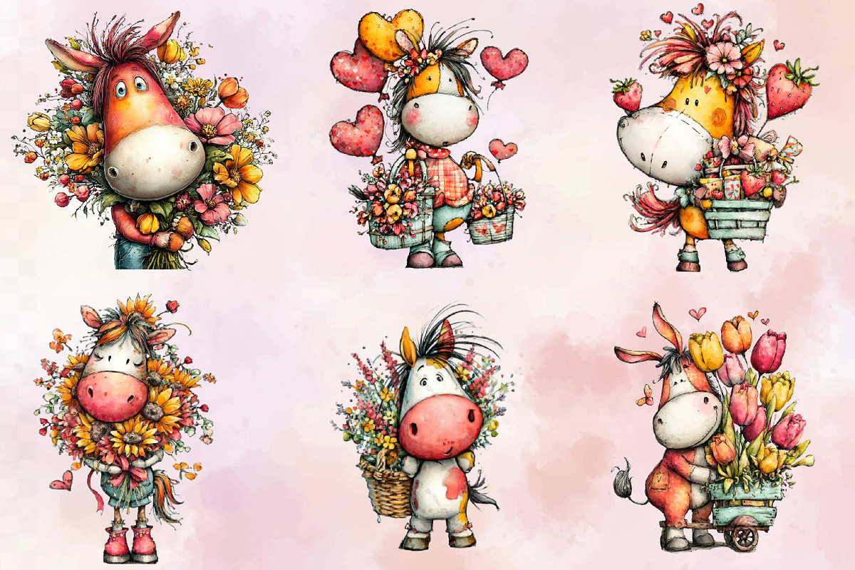 Whimsical Mother's Day Horse Clipart, an Illustration by SVGArt (Photo 5 of 9)