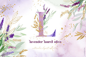 Lavender Watercolor Laurel Olive