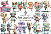 Robot Love Clipart Sublimation, an Illustration by SinaCreation (Thumbnail 1 of 5)