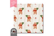 Coquette Christmas Bear Pattern, a Pattern Graphic by KisbyArt (Thumbnail 2 of 3)