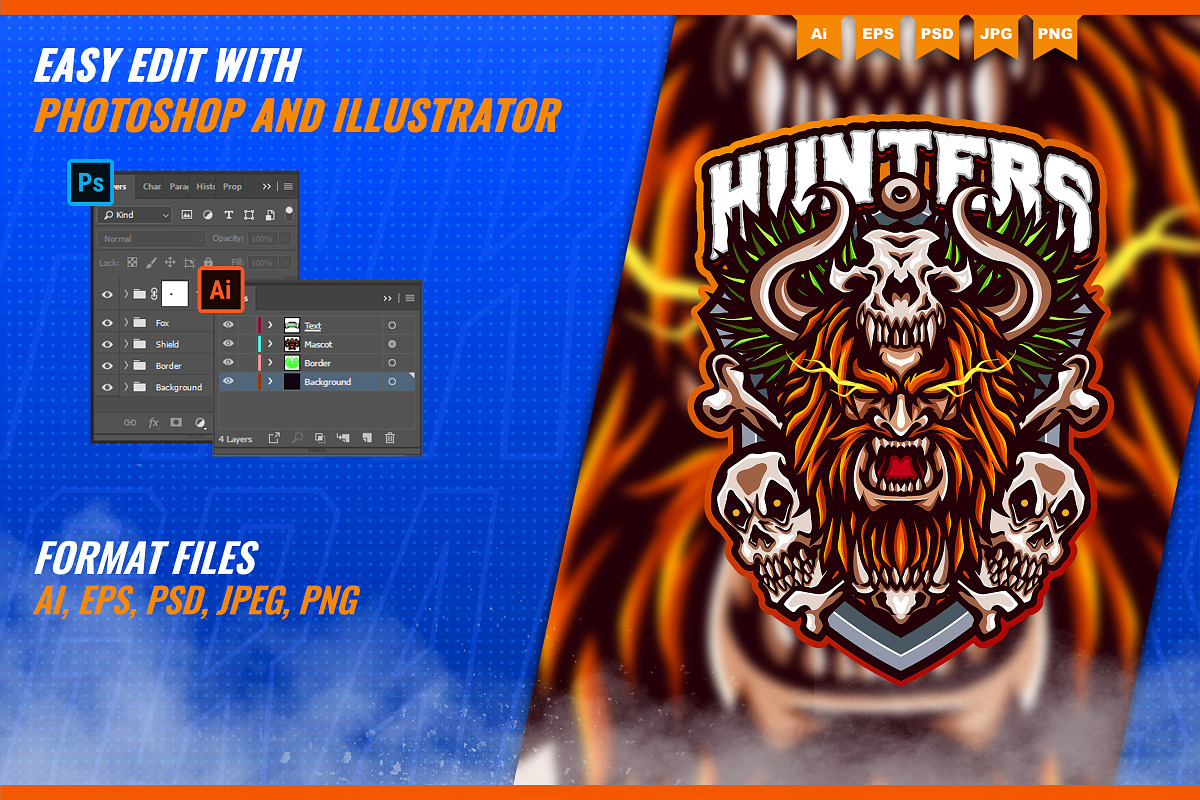 Viking Killers - Mascot Esport Logo, a Branding & Logo Template by FNR Graphics (Photo 2 of 5)