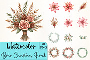 Boho Christmas Floral Clipart PNG, an Illustration by CrexoraLab (Thumbnail 1 of 5)