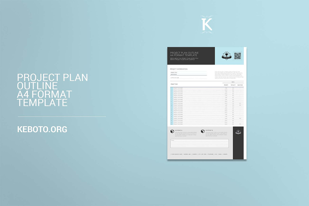 Project Plan Outline A4 Format, a Templates & Theme by Keboto