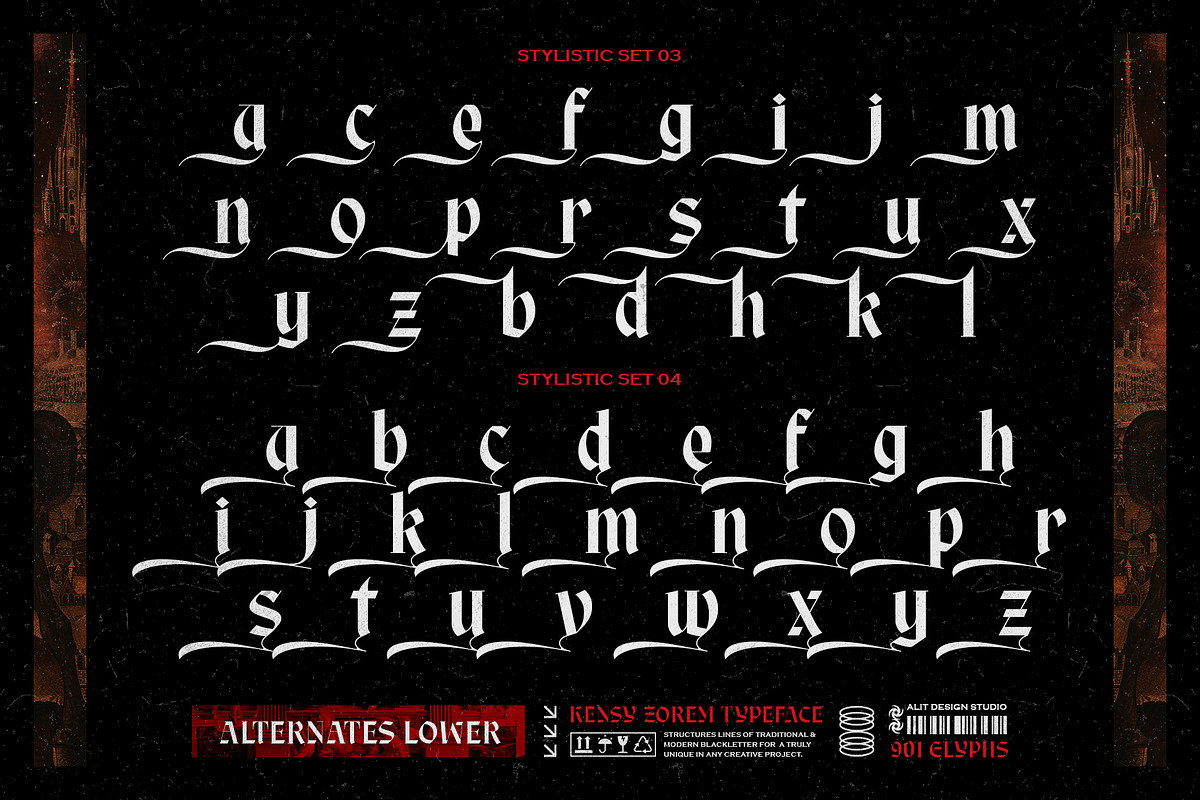 Kensy Zorem Typeface, a Blackletter Font by alit design (Photo 15 of 20)