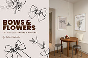 BOWS & FLOWERS line art & posters, a Decorative Illustration by Yuliia Lashevska (Thumbnail 1 of 12)