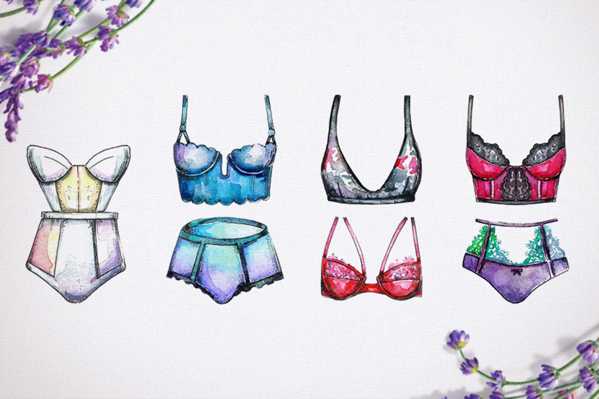 Watercolor woman underwear set, an Illustration by WalnutBird (Photo 2 of 2)