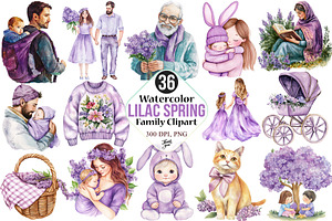 Watercolor Lilac Spring Family PNG, a Person Illustration by Canvas Craft