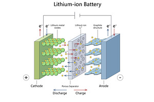 Lithium Ion Battery Structure, a Technology Illustration by AlexArt