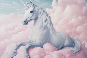 Majestic white unicorn with a horn, an Animal Photo by MistyDay