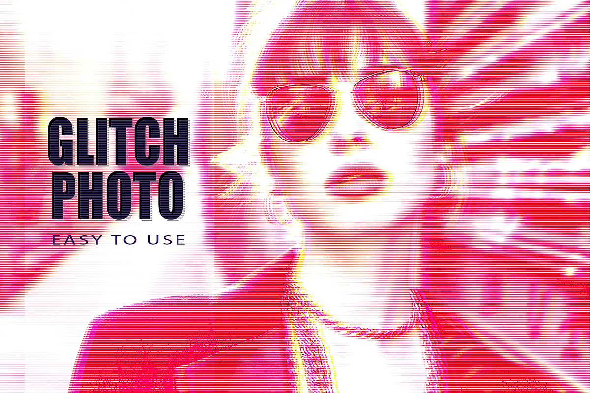 Neon Glitch Photo Effect, a Layer Style Add-On by studiogstock (Photo 1 of 2)