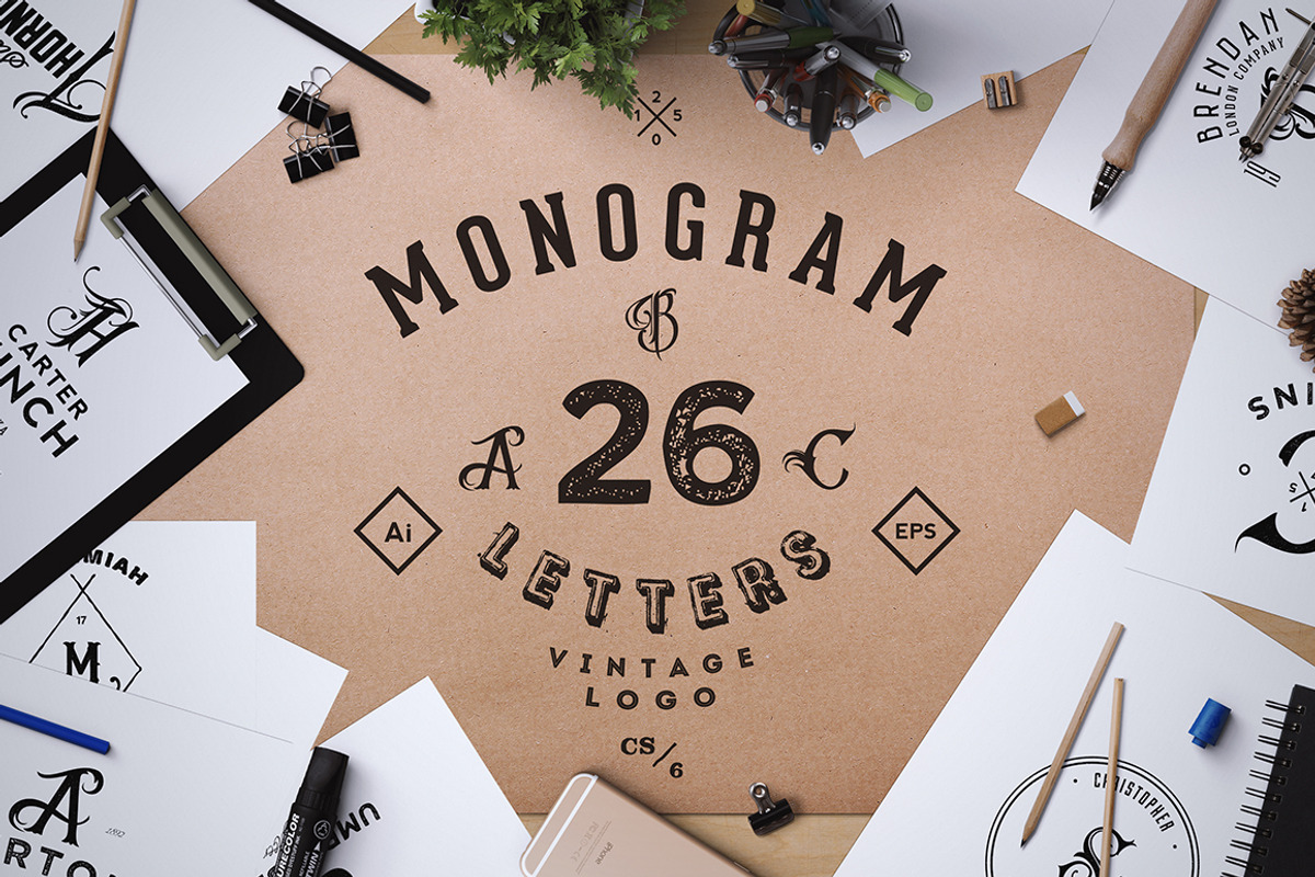 Monogram. ABC Vintage Logos, a Branding & Logo Template by sergio zest (Photo 1 of 2)