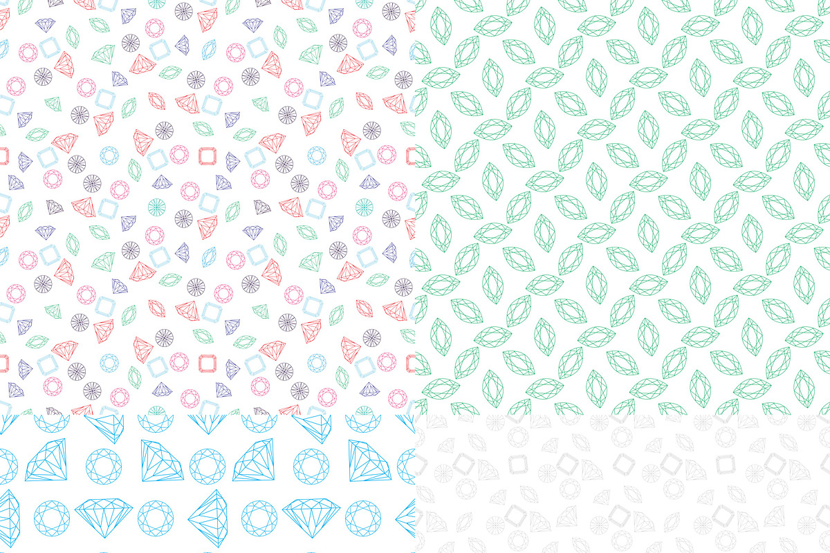 Four seamless pattern with crystal, a Pattern Graphic by art_kodun