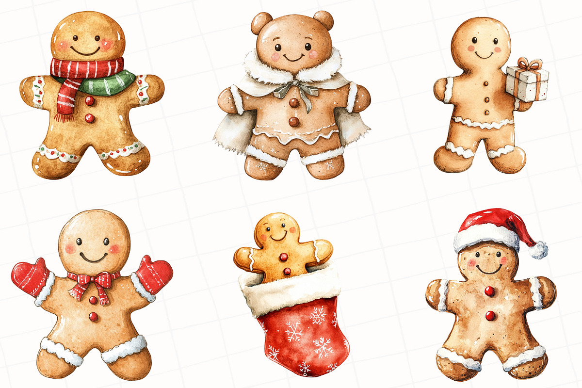 Christmas Gingerbread Man Clipart, an Illustration by OK Design (Photo 4 of 5)