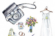 Wedding illustration, watercolor set, a Decorative Illustration by Watercolor_Vector Graphic (Thumbnail 1 of 9)