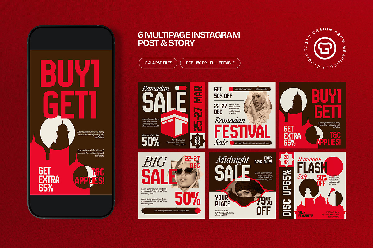 Brown Ramadan Sale Instagram Set, a Social Media Template by graphicook (Photo 1 of 3)