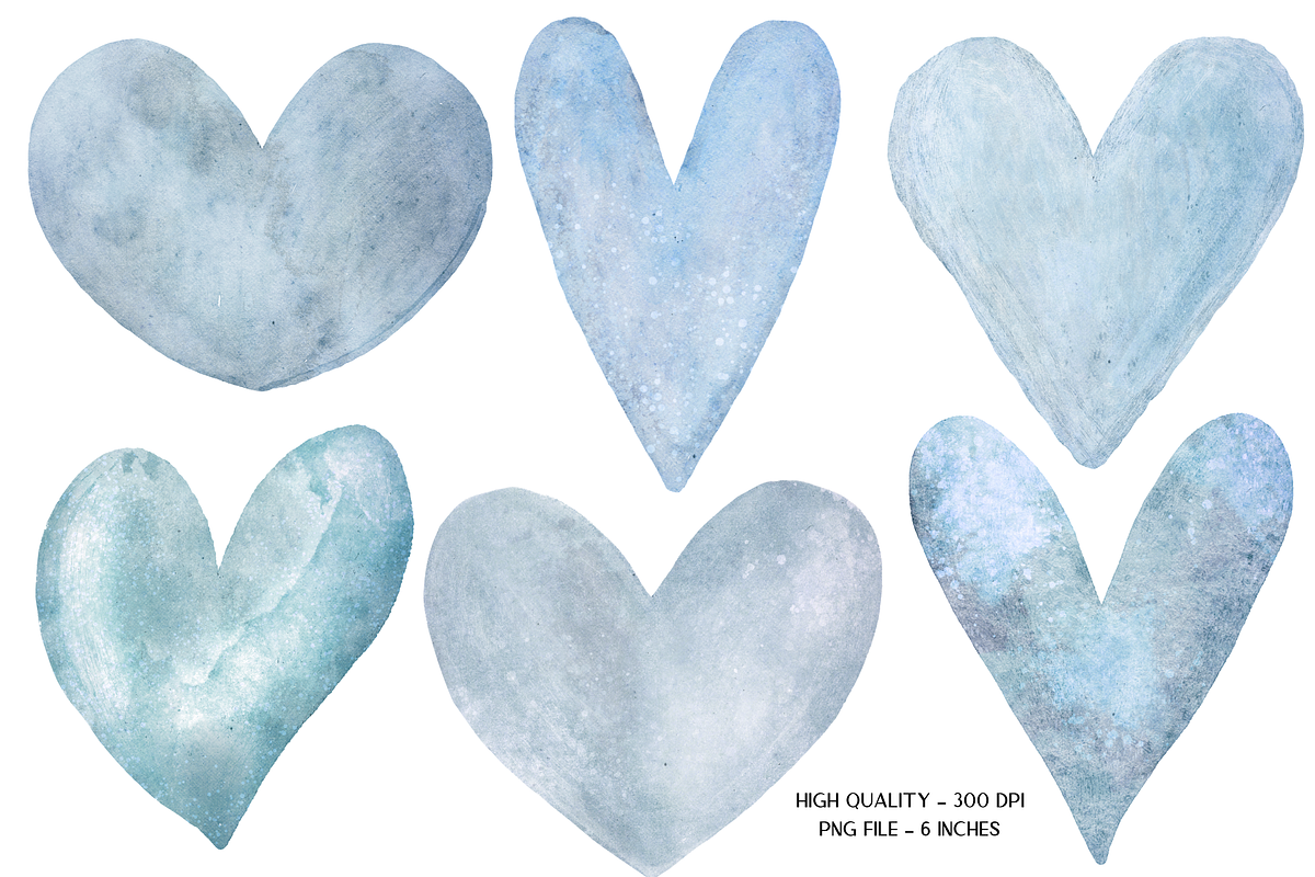Blue Watercolor Hearts Clipart, a Graphic by Murphy & Frank (Photo 2 of 7)