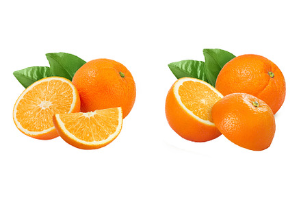 Orange fruit with half isolated on, a Food & Drink Photo by NataPhoto