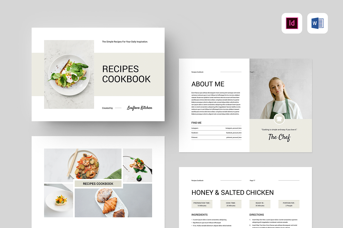 Cookbook / Recipe Book | Word & Indd, a Brochure Template by Leaflove (Photo 1 of 10)