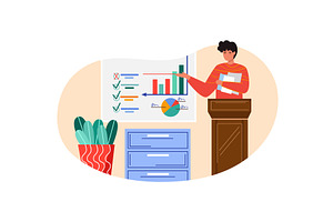 Worker show business startup plan at, a Finance Illustration by vectorpointstudio