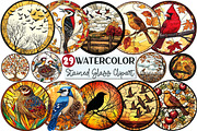 Fall Autumn Bird Stained Glass Clipa, an Illustration by Rose Art (Thumbnail 1 of 7)