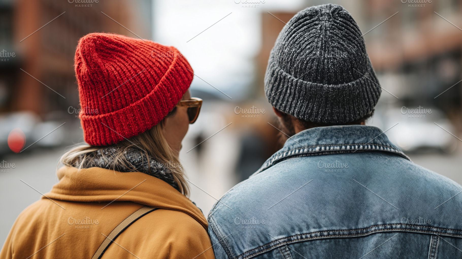 Couple in warm hats and jackets walk, a Person Photo by MistyDay