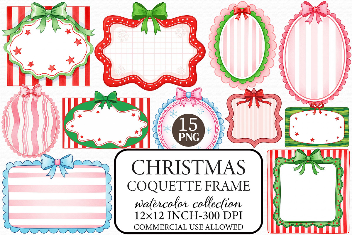 Christmas Coquette Frame Clipart, an Illustration by Libby Wishes (Photo 1 of 8)