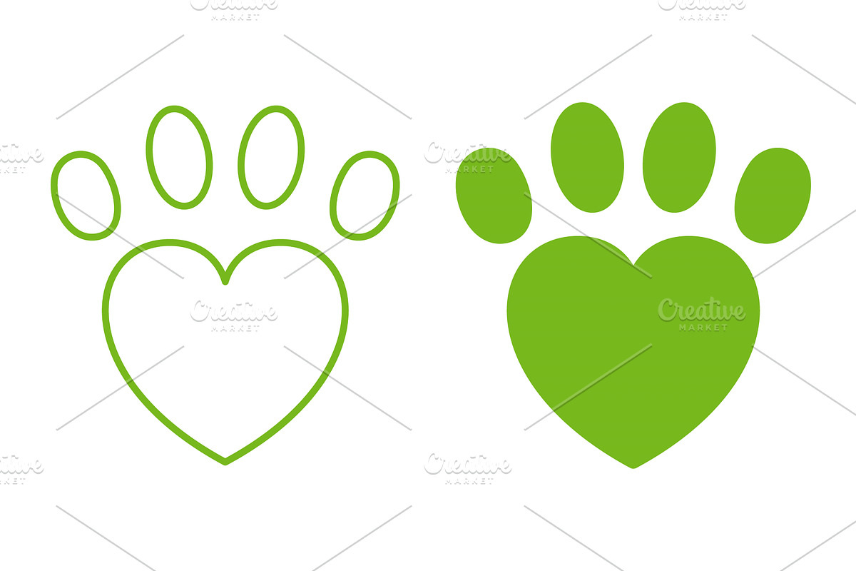Paw Heart Animal Love Icons, an Animal Illustration by Vector Creator