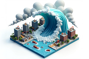 Isometric Low Poly 3D Render of City, a Nature Photo by Stock Shape